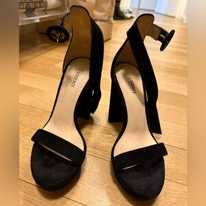 L'AGENCE Black Suede Cecile Heels
